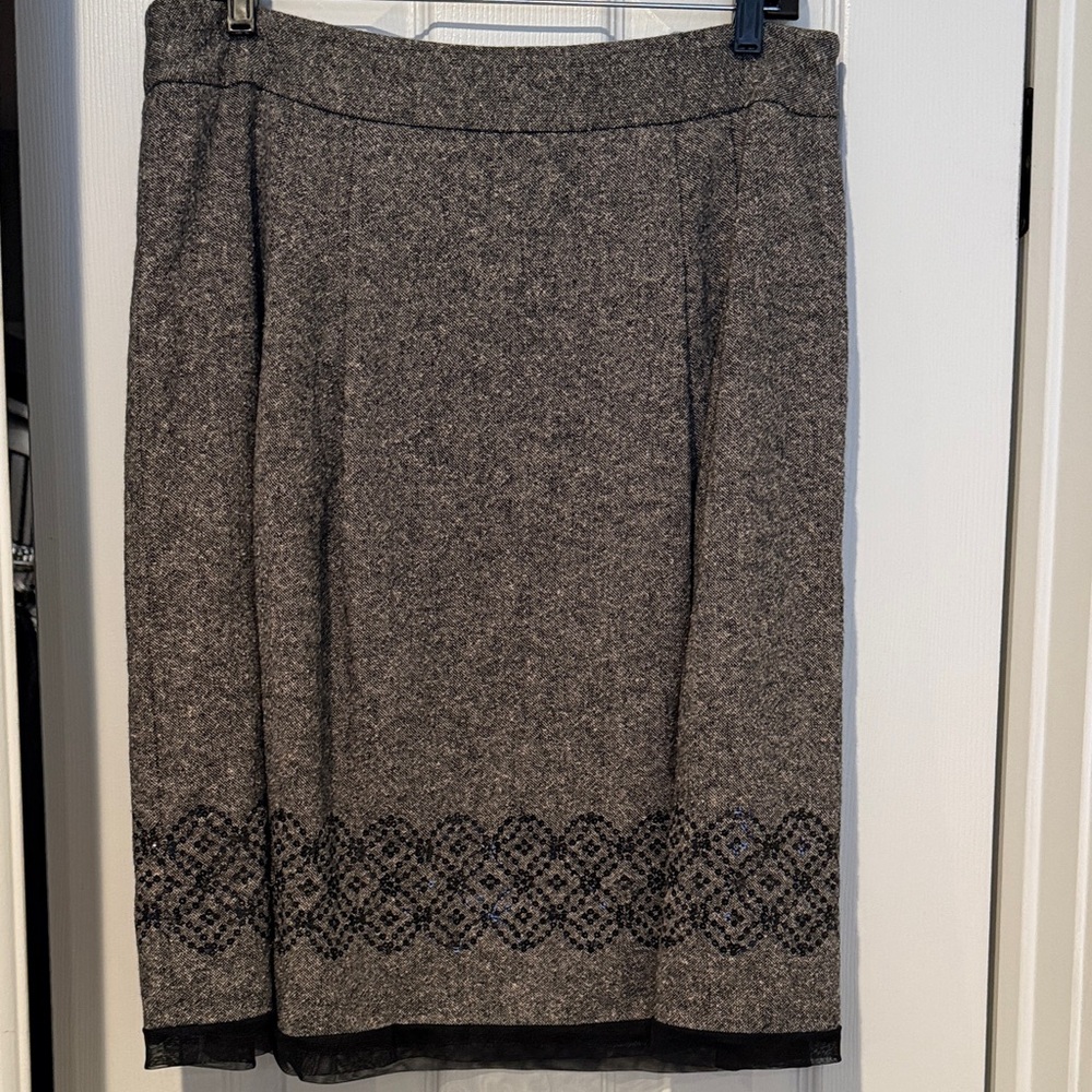 LOFT Charcoal Pencil Skirt with Black Pattern